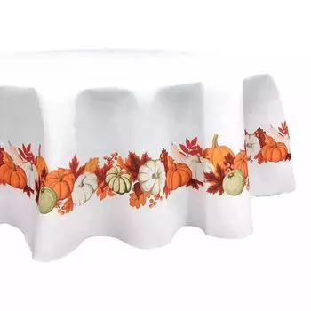 Круглая скатерть, 100% полиэстер, круглая 90 дюймов, тыквенная гирлянда