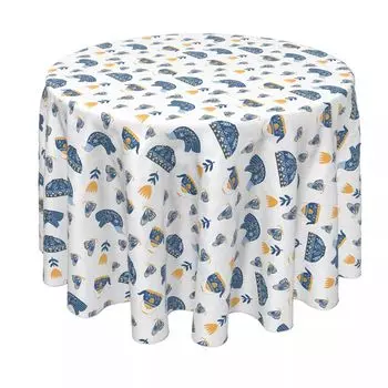 Круглая скатерть, 100% полиэстер, круглая 90 дюймов, чайники и бабочки