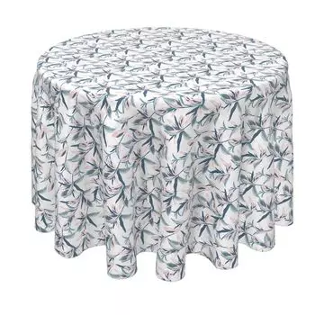 Круглая скатерть, 100% полиэстер, круглая 90 дюймов, пастельные тропические листья