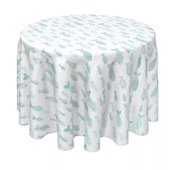 Круглая скатерть, 100% полиэстер, круглая 90 дюймов, подводная рыба