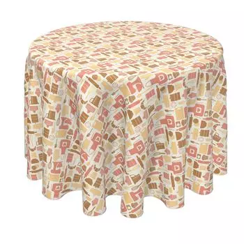 Круглая скатерть, 100% полиэстер, круглая 90 дюймов, значки для выпечки