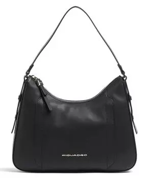 Круглая сумка через плечо из мелкозернистой яловой кожи Piquadro, черный