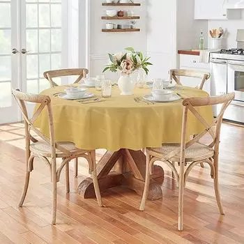 Круглая жаккардовая скатерть в клетку Elrene Elegance, 90 x 90 дюймов Elrene Home Fashions, цвет Gold