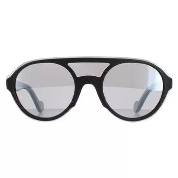 Круглое блестящее черное дымчатое зеркало ML0052 Moncler, черный