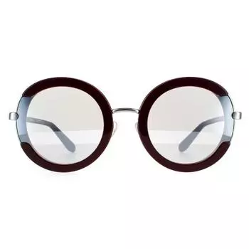 Круглые бордовые серые солнцезащитные очки Salvatore Ferragamo, красный