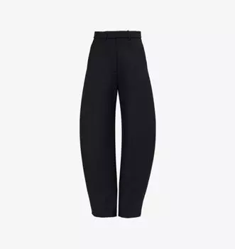 Круглые брюки широкого кроя с высокой посадкой из эластичной шерсти с двумя накладными карманами Alaia, цвет noir alaia