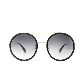 Круглые черные золотисто-серые солнцезащитные очки с градиентом Gucci, черный