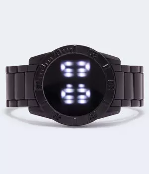 Круглые цифровые часы из матового металла Aeropostale, черный