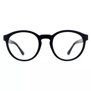 Круглые матовые синие прозрачные солнцезащитные очки с солнцезащитными клипсами Emporio Armani, синий
