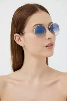 Круглые металлические очки Ray-Ban, золотой