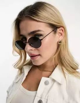 Круглые металлические солнцезащитные очки Monki черного цвета