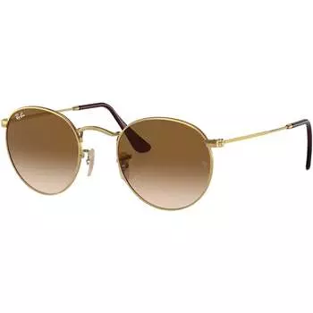 Круглые металлические солнцезащитные очки Ray-Ban, цвет gold/clear gradient brown