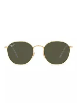 Круглые металлические солнцезащитные очки Ray-Ban, золотой