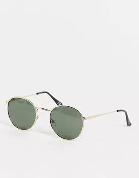 Круглые металлические солнцезащитные очки с дымчатыми линзами ASOS DESIGN 90-х годов