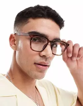 Круглые очки ASOS DESIGN с черепаховой оправой и прозрачными линзами