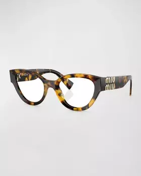 Круглые очки из ацетата и пластика с логотипом Miu Miu, цвет Blond Hav