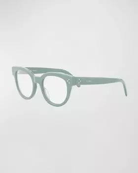 Круглые очки из ацетата жирного цвета с 3 точками Celine, цвет Light Green