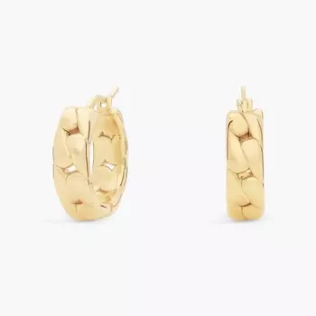 Круглые плетеные серьги Huggies из итальянского желтого золота 14 карат Blue Nile