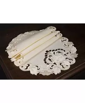 Круглые салфетки для садовых решеток с вышивкой ришелье, круглые 15 дюймов, набор из 4 шт Xia Home Fashions, слоновая кость