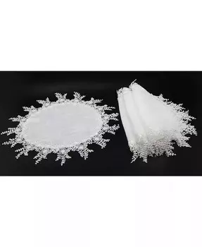 Круглые салфетки с кружевной отделкой «Цветочный сад» — набор из 4 шт Manor Luxe, белый