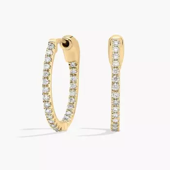 Круглые серьги-кольца Inside Out с выращенными в лаборатории бриллиантами, диаметр 1/2 дюйма, желтое золото 14 карат (1/4 карата, два цвета - FG / VS2-SI1) Blue Nile