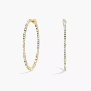 Круглые серьги-кольца Inside Out, диаметр 1 1/2 дюйма, желтое золото 14 карат (2 карата, чистота - HI / SI1-SI2) Blue Nile