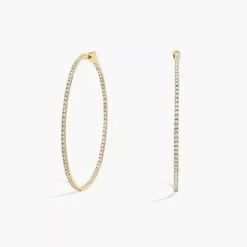 Круглые серьги-кольца Inside Out с выращенными в лаборатории бриллиантами, диаметр 2 дюйма, желтое золото 14 карат (2 карата, двойной цвет - FG / VS2-SI1) Blue Nile