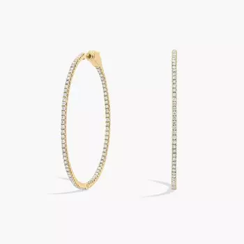 Круглые серьги-кольца Inside Out, диаметр 1 1/2 дюйма, желтое золото 14 карат (1 карат, чистота - HI / SI1-SI2) Blue Nile