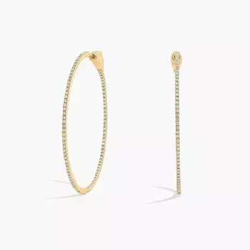 Круглые серьги-кольца Inside Out, диаметр 1 1/2 дюйма, желтое золото 14 карат (1/2 карата, чистота - HI / SI1-SI2) Blue Nile