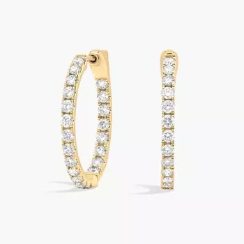 Круглые серьги-кольца Inside Out, диаметр 3/4 дюйма, желтое золото 14 карат (1 1/2 карата, чистота - HI / SI1-SI2) Blue Nile