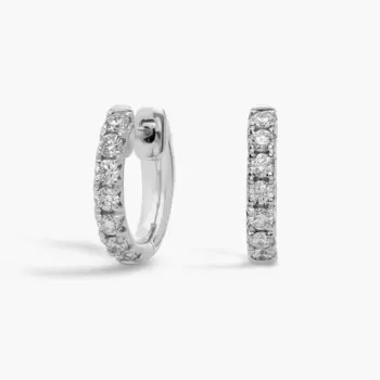 Круглые серьги-кольца с французским паве из 14-каратного белого золота (1/2 карата) Blue Nile