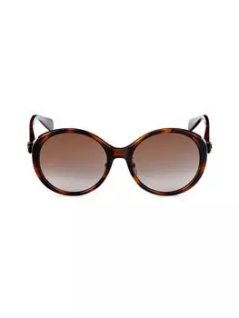 Круглые солнцезащитные очки 56MM Gucci, цвет Havana Brown