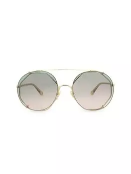 Круглые солнцезащитные очки 57MM Chlo, золото