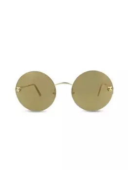 Круглые солнцезащитные очки 58MM Cartier, цвет Gold Black