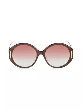 Круглые солнцезащитные очки 58MM Gucci, цвет Brown Gold