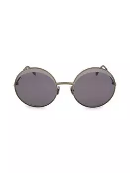 Круглые солнцезащитные очки 60MM Bottega Veneta, серебро
