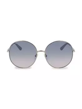 Круглые солнцезащитные очки 60MM Ferragamo, цвет Rose Gold