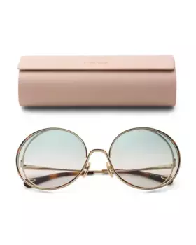 Круглые солнцезащитные очки 61 мм Chloe, золотой/зеленый