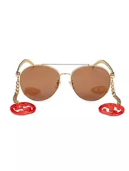 Круглые солнцезащитные очки 61MM Gucci, золото