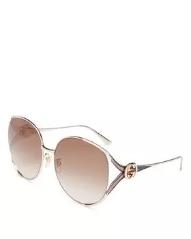 Круглые солнцезащитные очки, 63 мм Gucci, цвет Brown