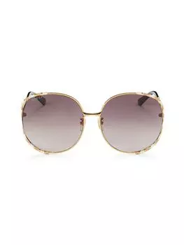 Круглые солнцезащитные очки 64MM Gucci, желтый