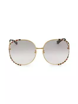 Круглые солнцезащитные очки 64MM Gucci, золото