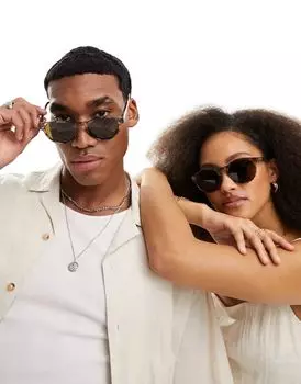 Круглые солнцезащитные очки A.Kjaerbede Marvin светло-черепахового цвета