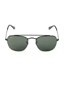 Круглые солнцезащитные очки-авиаторы 51MM Ray-Ban, цвет Shiny Black