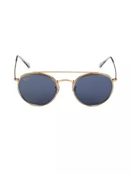 Круглые солнцезащитные очки-авиаторы 51MM Ray-Ban, цвет Blue Gold