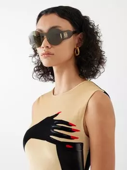 Круглые солнцезащитные очки без оправы из ацетата LOEWE, зеленый