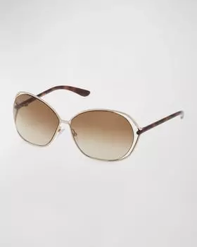 Круглые солнцезащитные очки Carla из металла и ацетата с вырезами TOM FORD, цвет Gold
