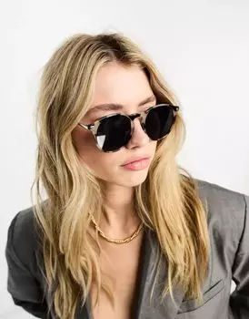 Круглые солнцезащитные очки черепахового цвета ASOS с металлическими дужками