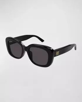 Круглые солнцезащитные очки из ацетата Monogram Balenciaga, цвет Shiny Solid Black