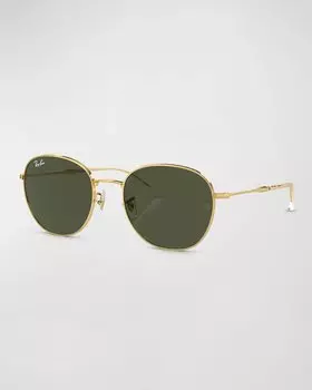 Круглые солнцезащитные очки из гладкого металла, 55 мм Ray Ban, цвет Gold Flash